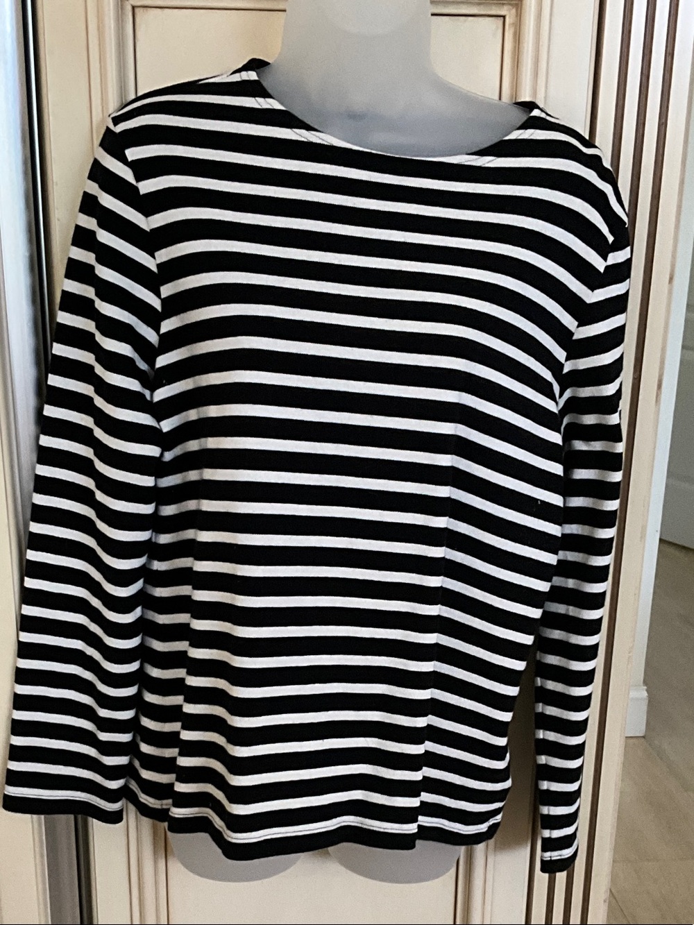 Saint James Black & White Striped Long Sleeve Top